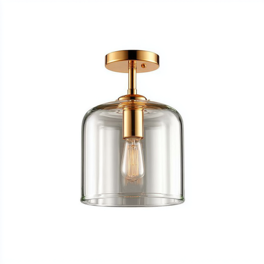 Plafonnier verre métal 25x25x28 cm Transparent Style moderne-Taraacorner