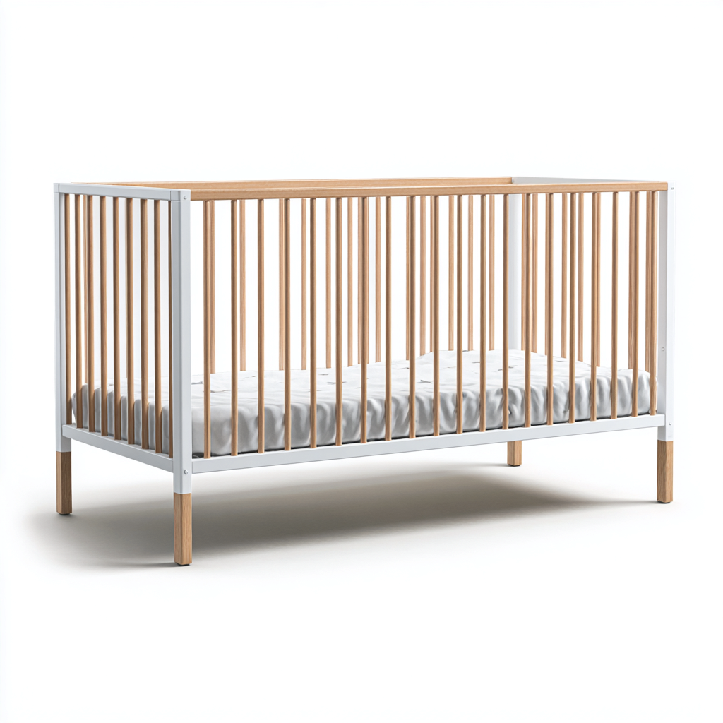 Lit bébé bois naturel et cadre blanc 120x60x80 cm - usage chambre enfant - style nordique-Taraacorner