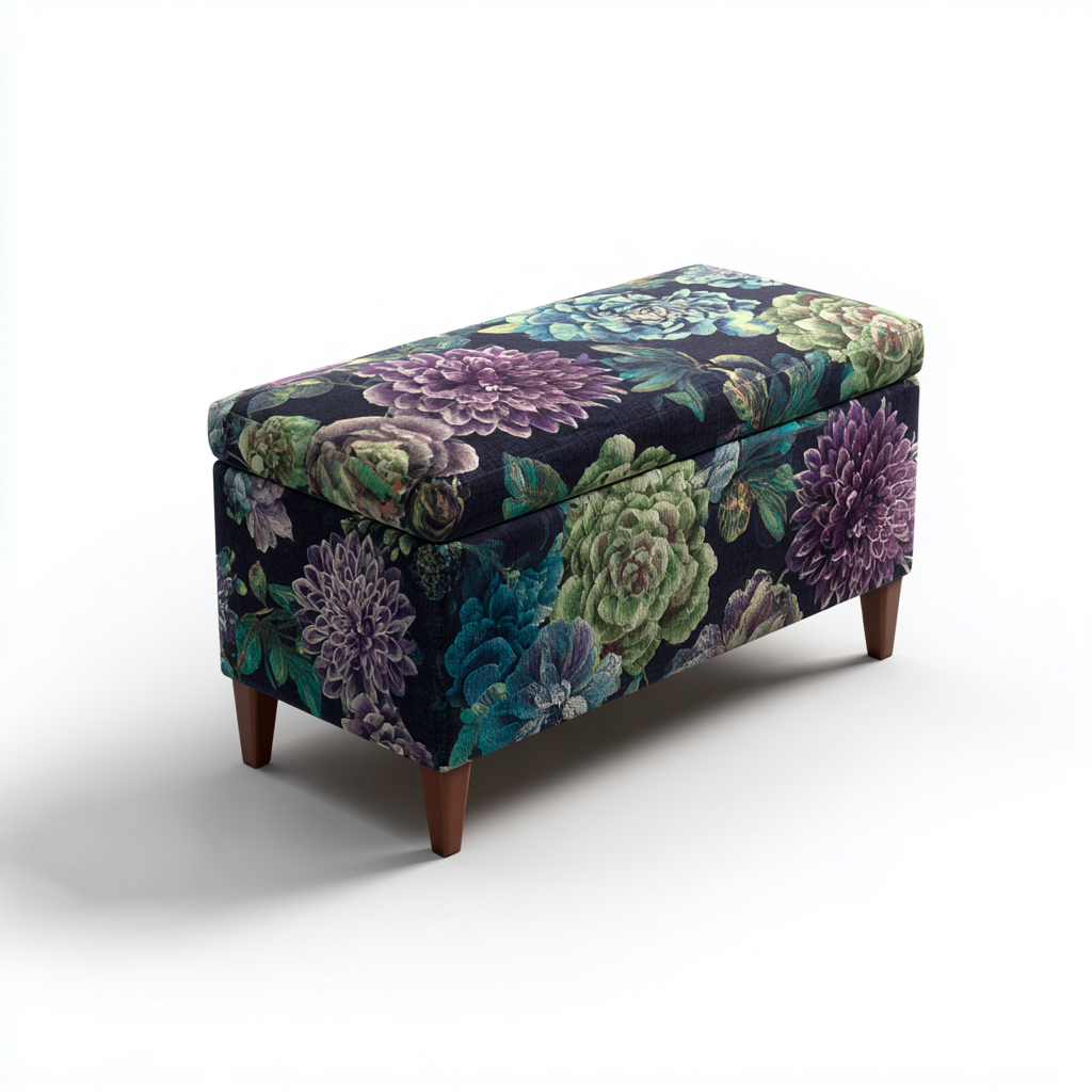 Banc de lit tissu imprimé bois 110x40x45 cm - Multicolore - Style décoratif avec rangement-Taraacorner