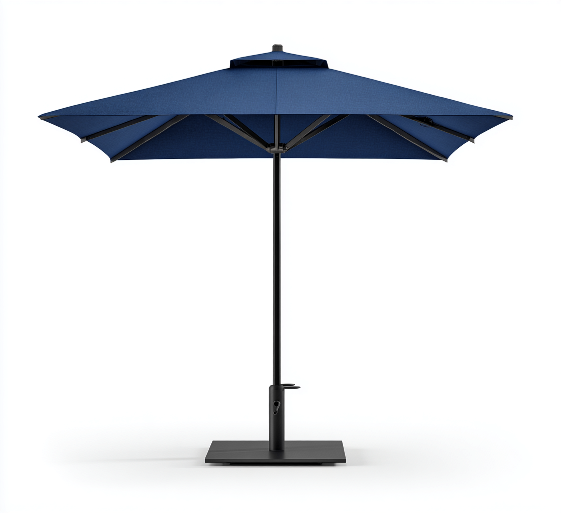 Parasol de jardin carré 300x300x245 cm - toile polyester bleue - mât central en métal - adapté à l'extérieur-Taraacorner