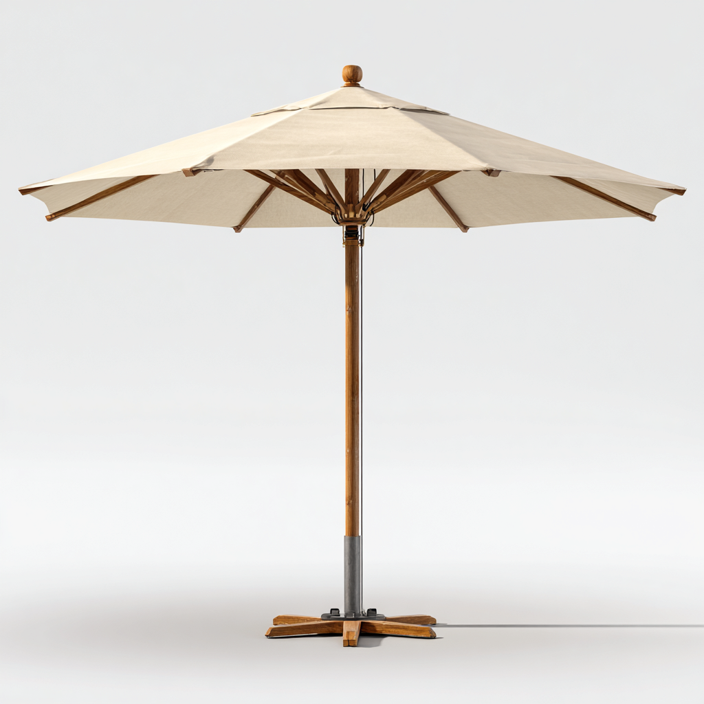 Parasol de jardin en tissu et bois 300x300x250 cm - beige - design classique pour extérieur-Taraacorner
