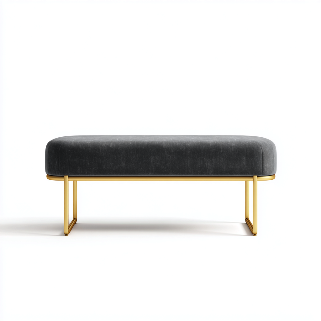 Banc de lit tissu velours métal 120x40x45 cm - Gris foncé - Design moderne-Taraacorner