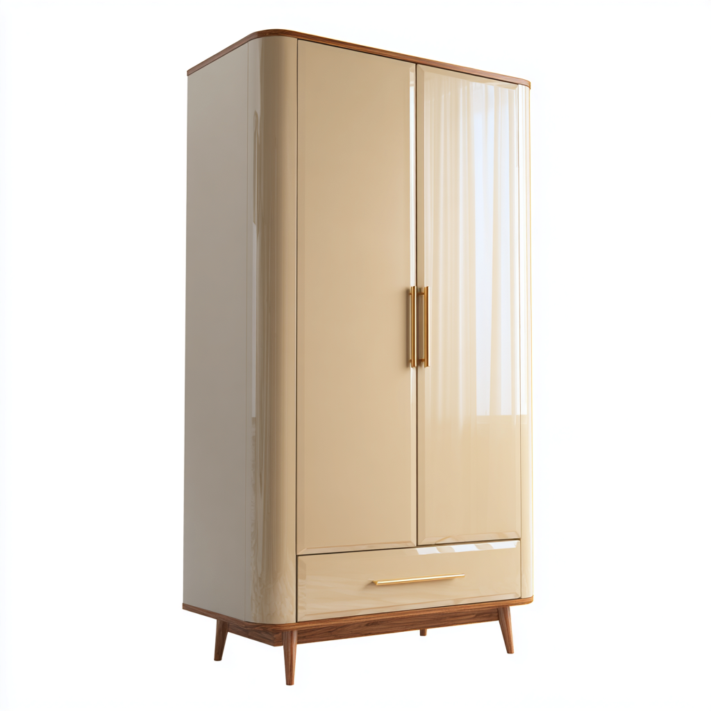 Armoire de chambre en panneaux bois 100x55x185 cm - beige - design élégant avec finition brillante-Taraacorner