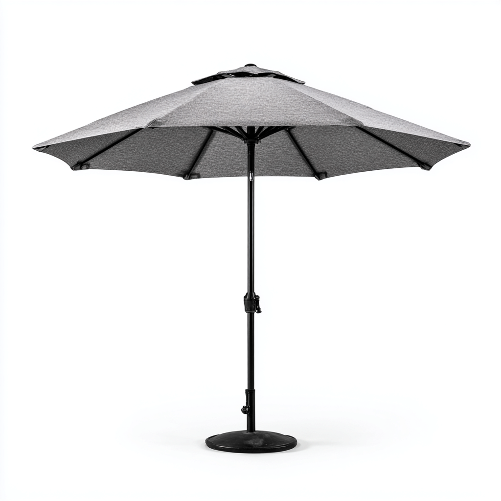 Parasol de jardin rond 270x270x245 cm - toile polyester grise - mât central en métal - adapté à l'extérieur-Taraacorner