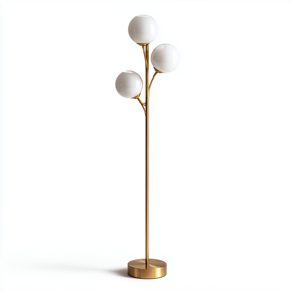 Lampadaire Verre métal 35x35x170 cm Blanc Style moderne-Taraacorner