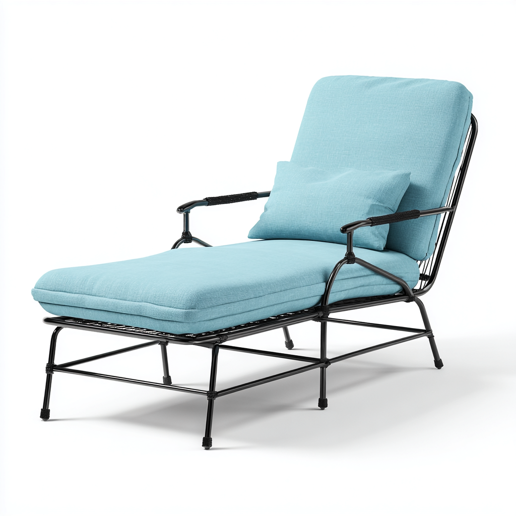 Transat métal tissu 195x70x80 cm Bleu clair Design réglable extérieur-Taraacorner
