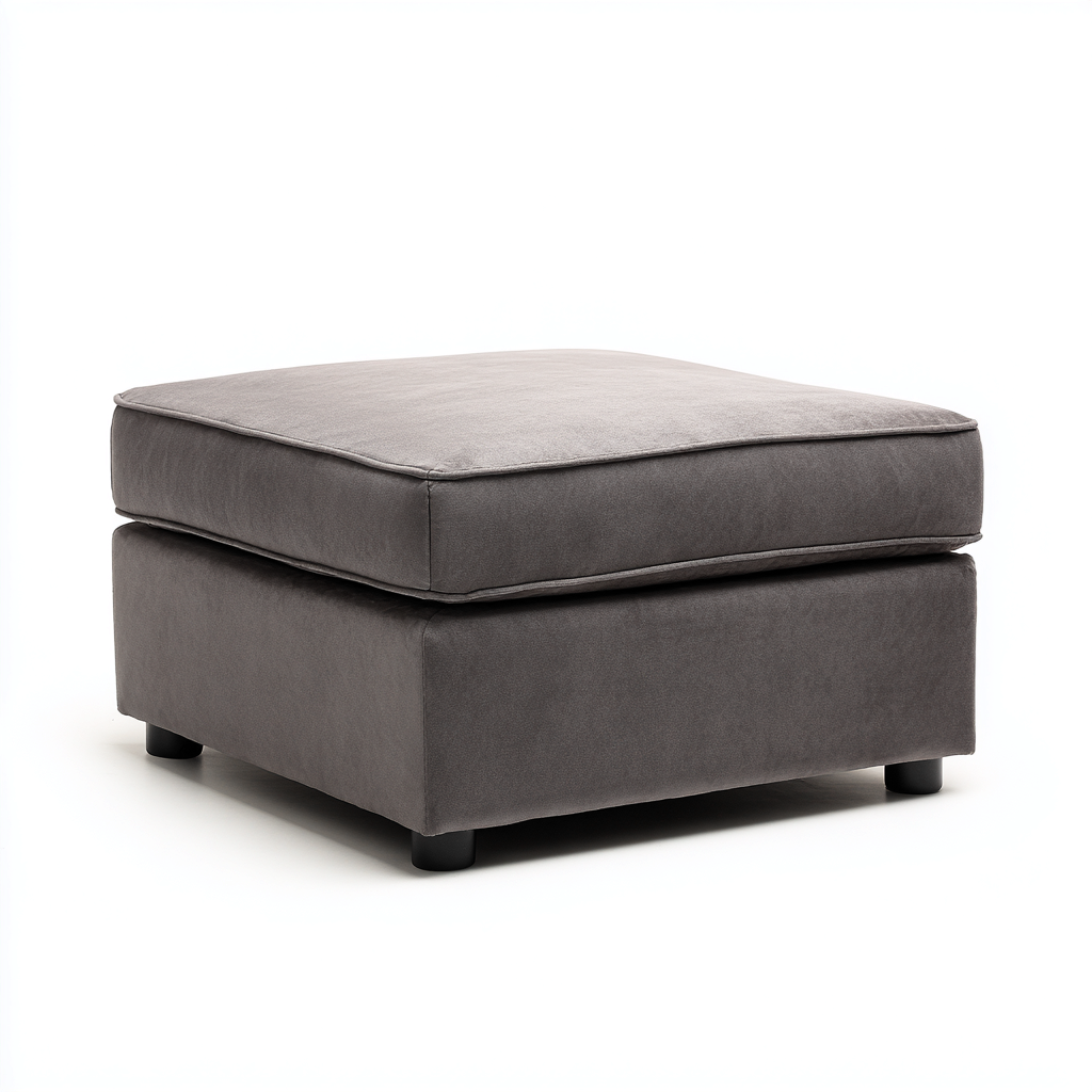 Pouf tissu 60x60x40 cm - Gris - Assise d'appoint confortable-Taraacorner