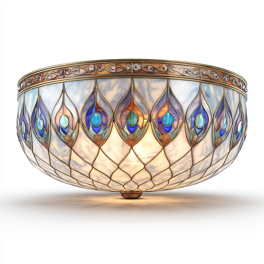 Plafonnier verre vitrail métal 40x40x18 cm Multicolore Classique décoratif-Taraacorner