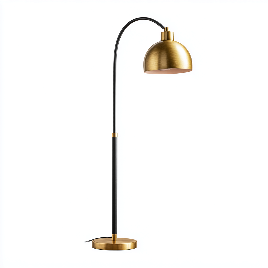 Lampadaire métal 35x35x160 cm Noir-Doré Design moderne-Taraacorner