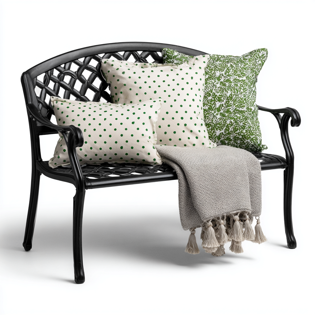 Banc de jardin en métal 125x55x85 cm - noir - style classique pour extérieur-Taraacorner
