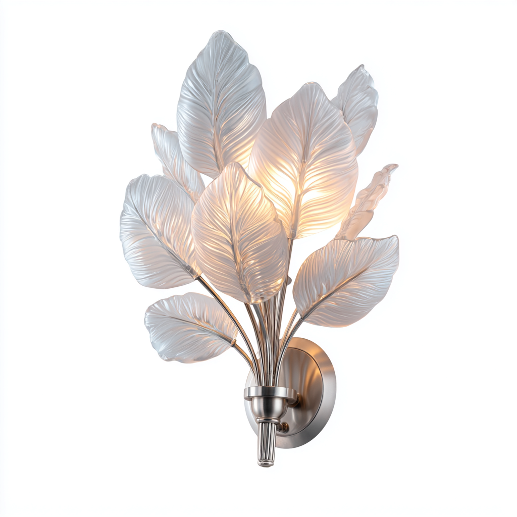 Applique murale verre-métal 24x18x38 cm - blanc-argent - design décoratif pour intérieur-Taraacorner