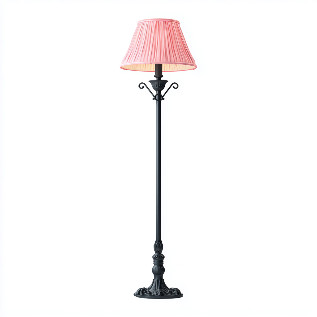 Lampadaire métal tissu 40x40x160 cm Noir Classique-Taraacorner