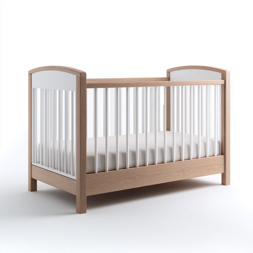 Lit bébé blanc et bois 120x60x85 cm - usage chambre enfant - style scandinave-Taraacorner
