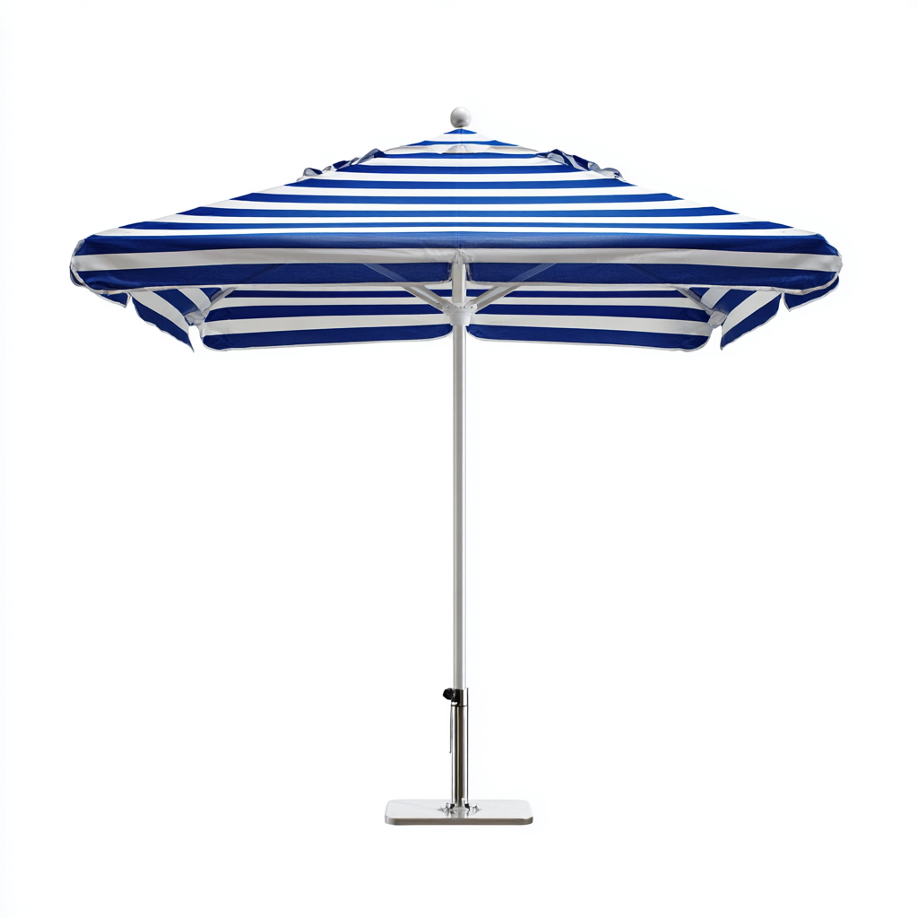 Parasol de jardin rond 240x240x250 cm - toile polyester bleu-blanc - mât en aluminium - adapté à l'extérieur-Taraacorner