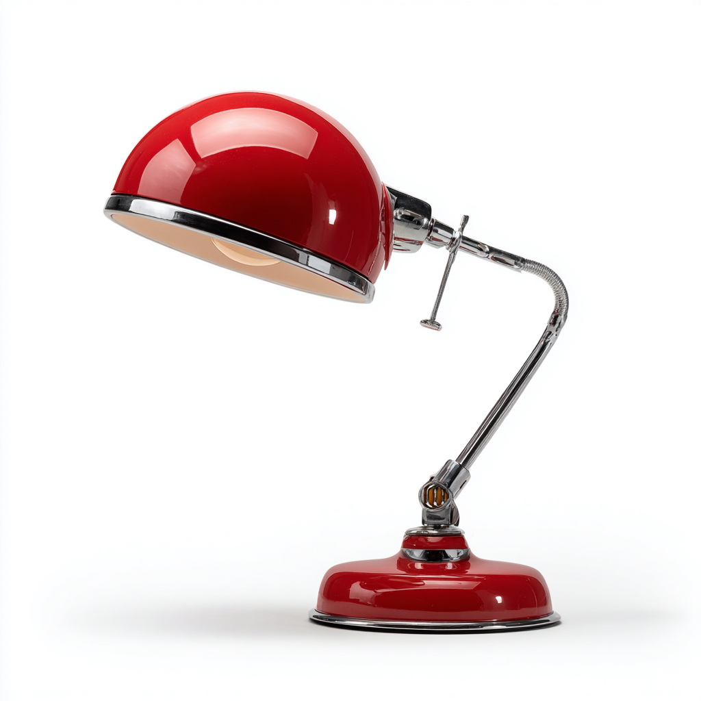 Lampe de table métal 21x21x38 cm - rouge-chrome - style industriel pour intérieur-Taraacorner