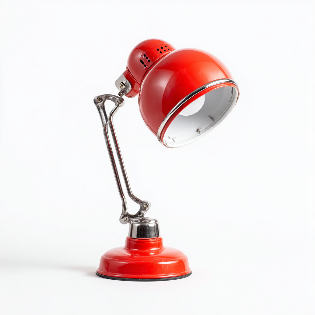 Lampe de table métal 20x20x40 cm - rouge-chrome - style industriel pour intérieur-Taraacorner