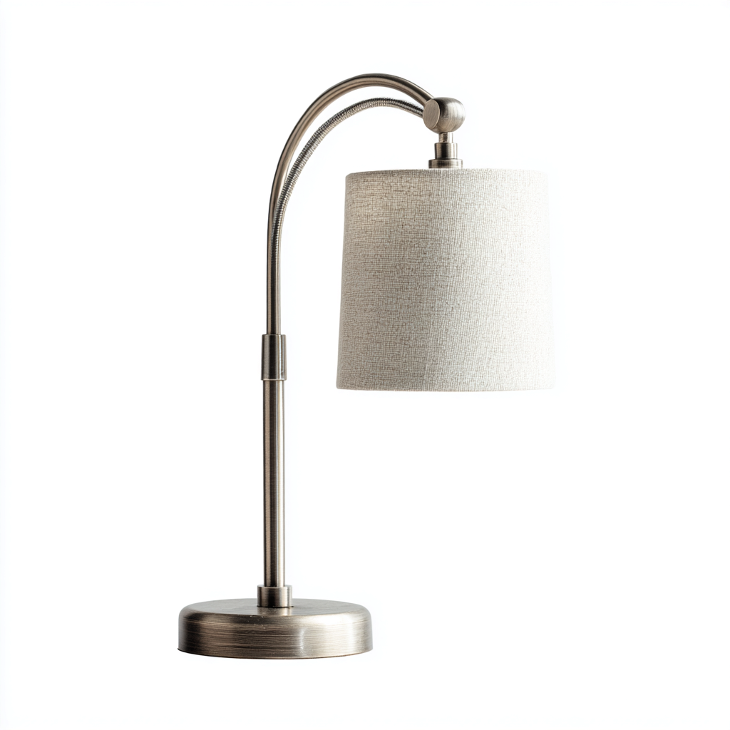 Lampe de table métal et tissu 22x22x38 cm - beige-gris - style moderne pour intérieur-Taraacorner