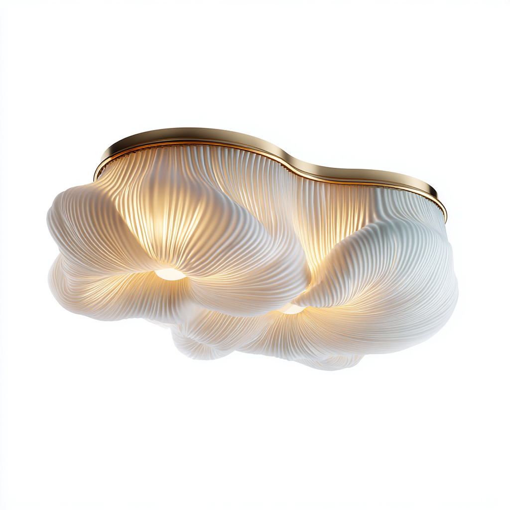 Plafonnier verre 48x32x12 cm Blanc Design artistique-Taraacorner