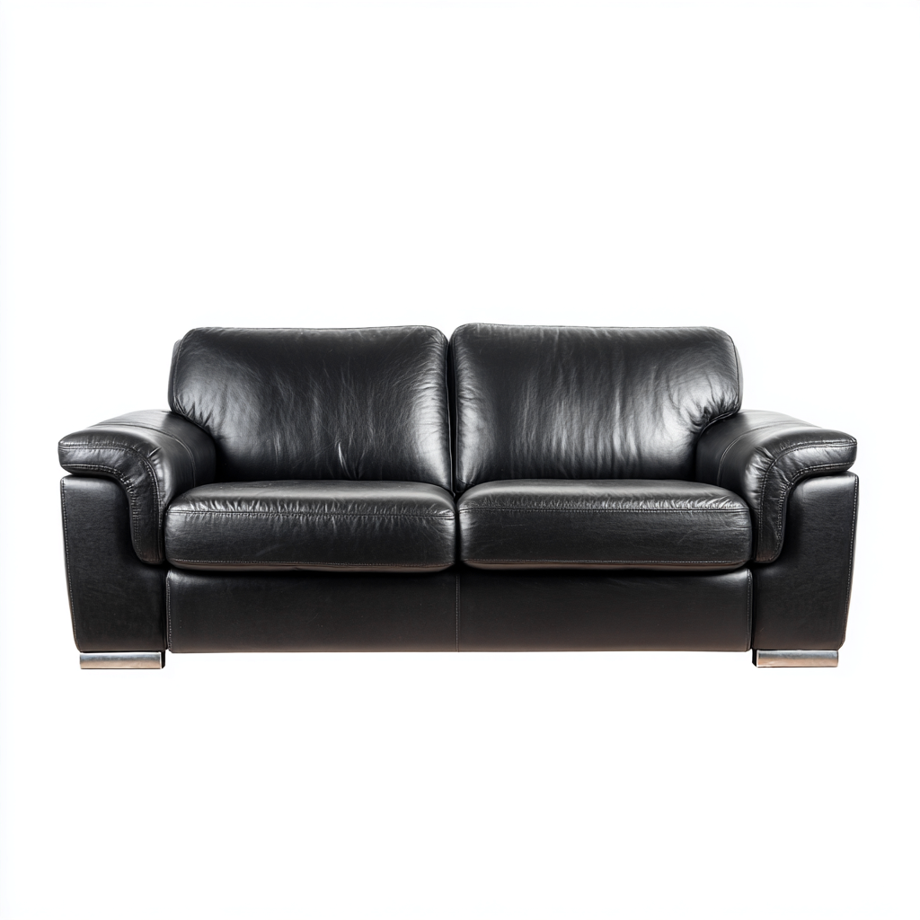 Canapé droit 2 places cuir 190x90x85 cm - noir - adapté au salon - design contemporain-Taraacorner