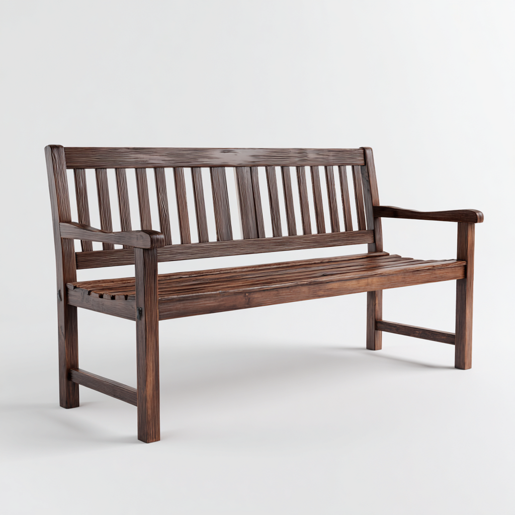Banc de jardin en bois 150x60x85 cm - bois - design rustique avec dossier et accoudoirs-Taraacorner