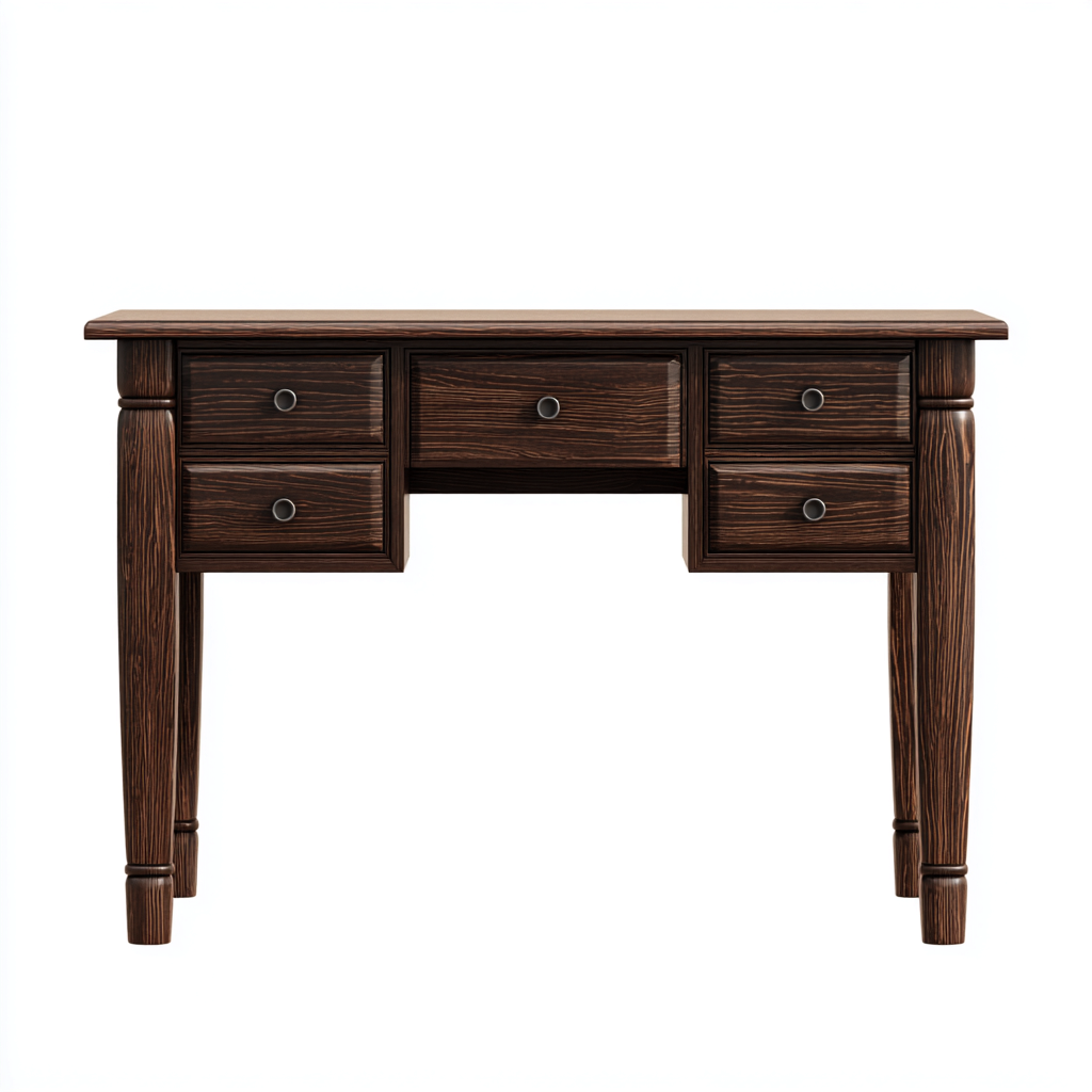 Coiffeuse en bois foncé 120x45x78 cm - sans miroir - style classique-Taraacorner