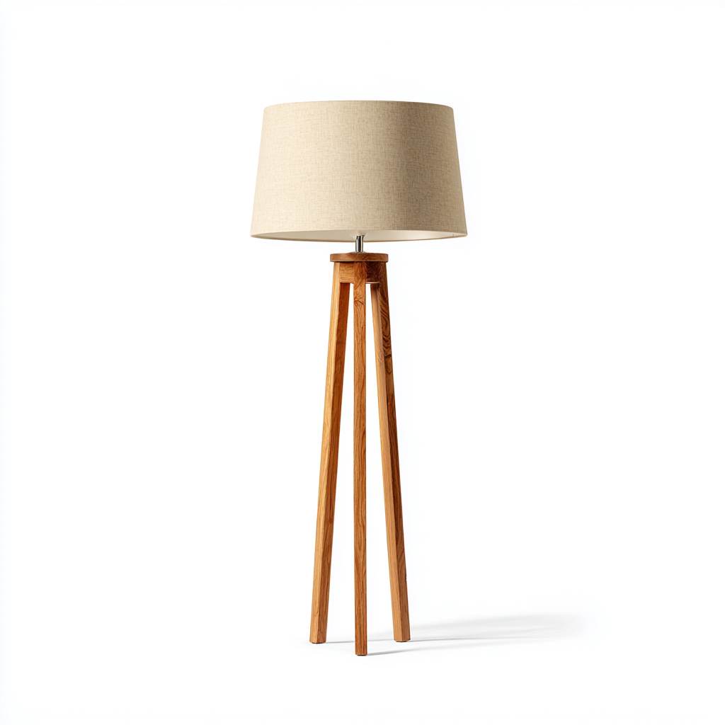 Lampadaire Bois Tissu 45x45x150 cm Beige Design moderne-Taraacorner