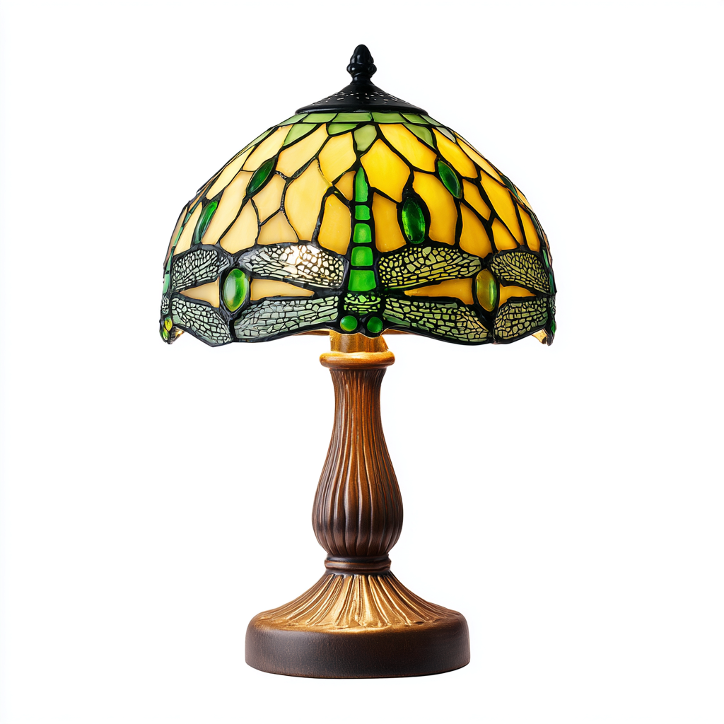 Lampe de table verre métal 30x30x45 cm Vert Style Tiffany-Taraacorner