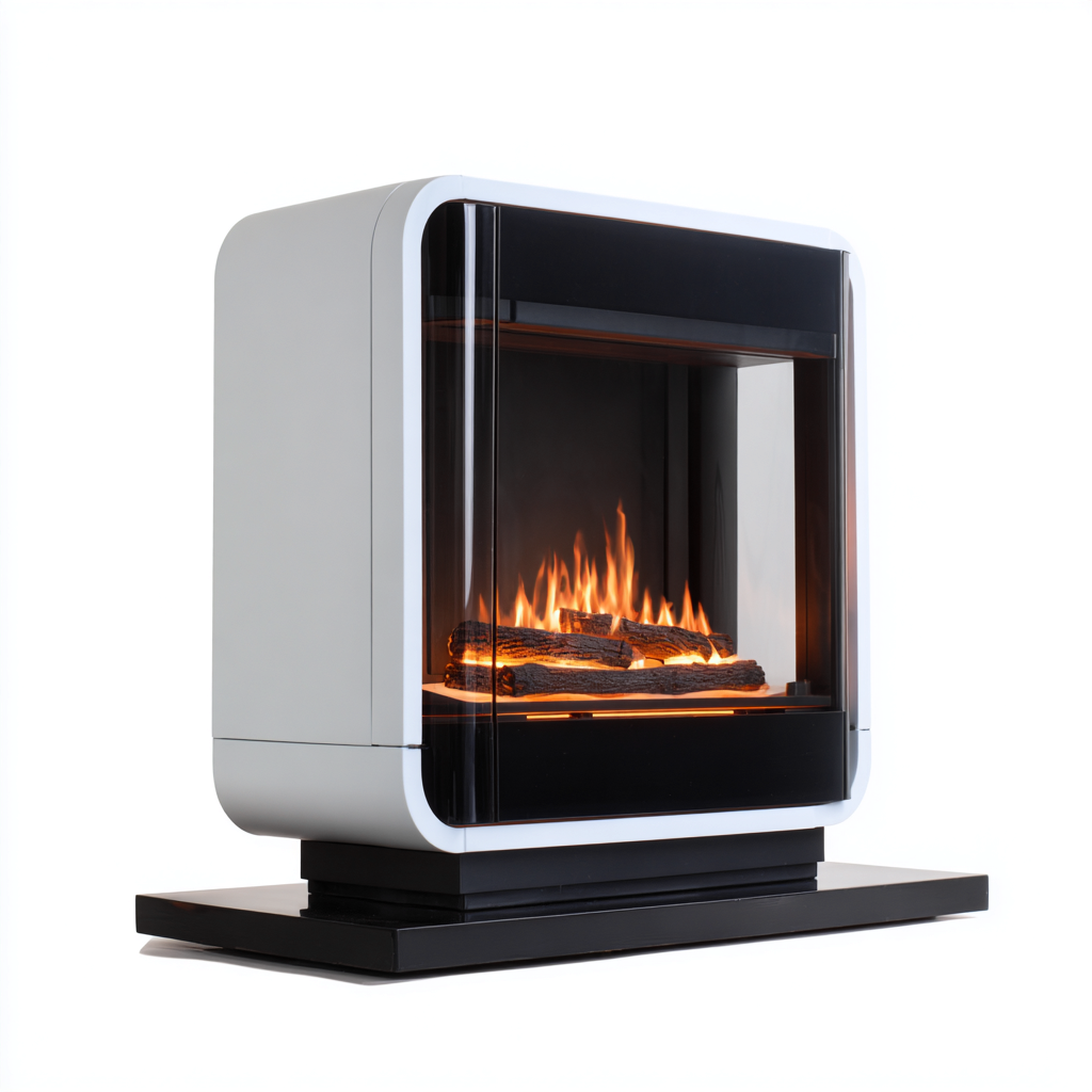 Cheminée électrique métal verre 85x30x90 cm - Blanc-Noir - Effet flammes LED moderne-Taraacorner