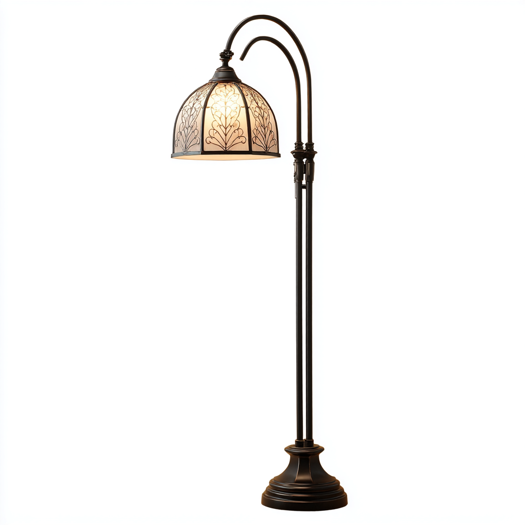 Lampadaire métal verre 38x28x168 cm Noir Classique arqué-Taraacorner