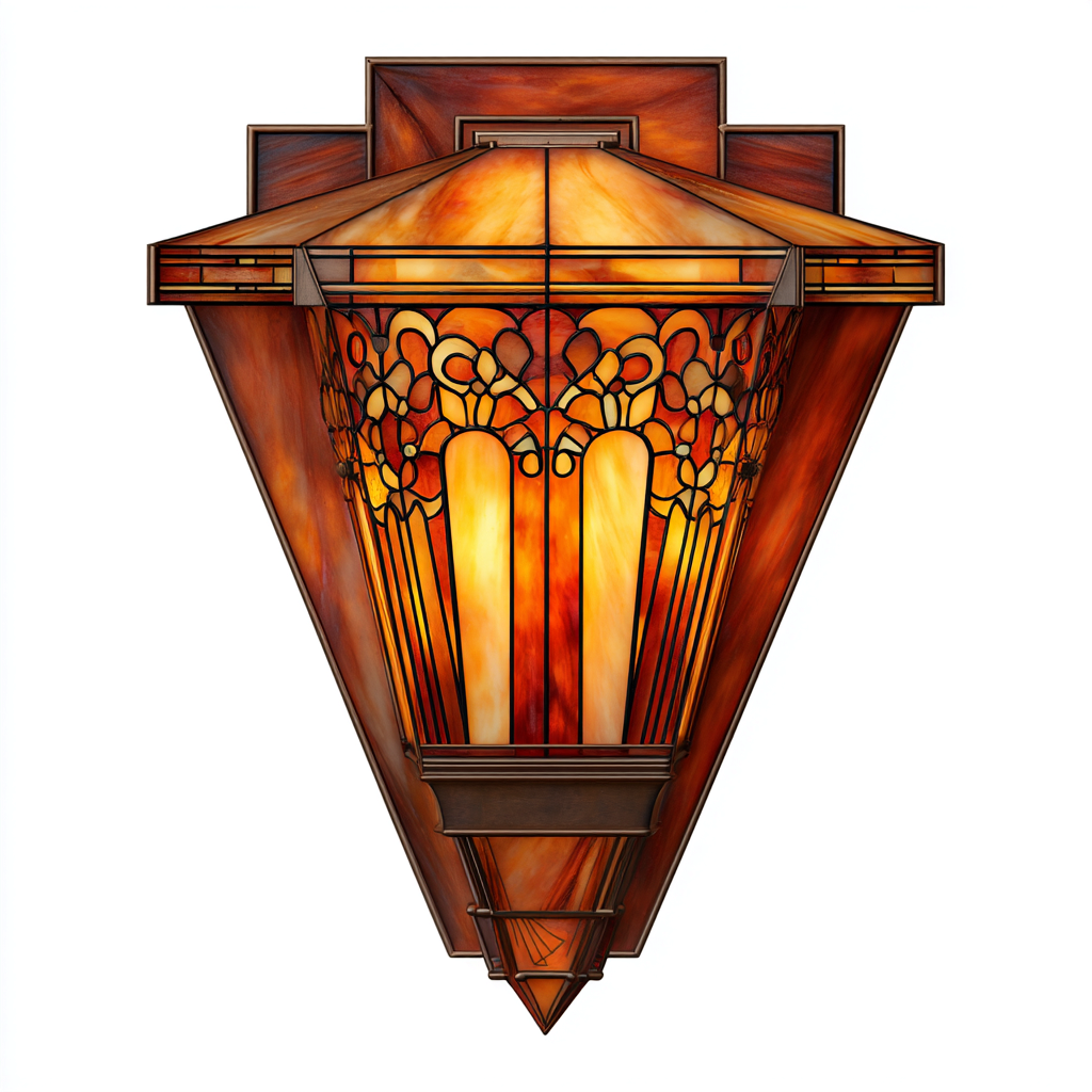 Applique murale verre-métal 24x20x35 cm - ambre-blanc-bronze - style art déco pour intérieur-Taraacorner