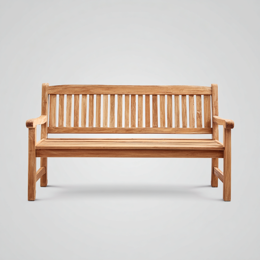 Banc de jardin en bois 140x55x85 cm - bois - design naturel avec dossier et accoudoirs-Taraacorner