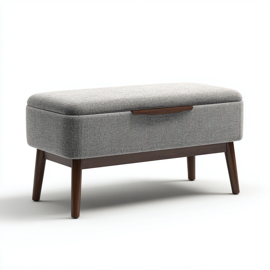 Banc de lit tissu bois 120x40x45 cm - Gris clair - Design scandinave avec rangement-Taraacorner