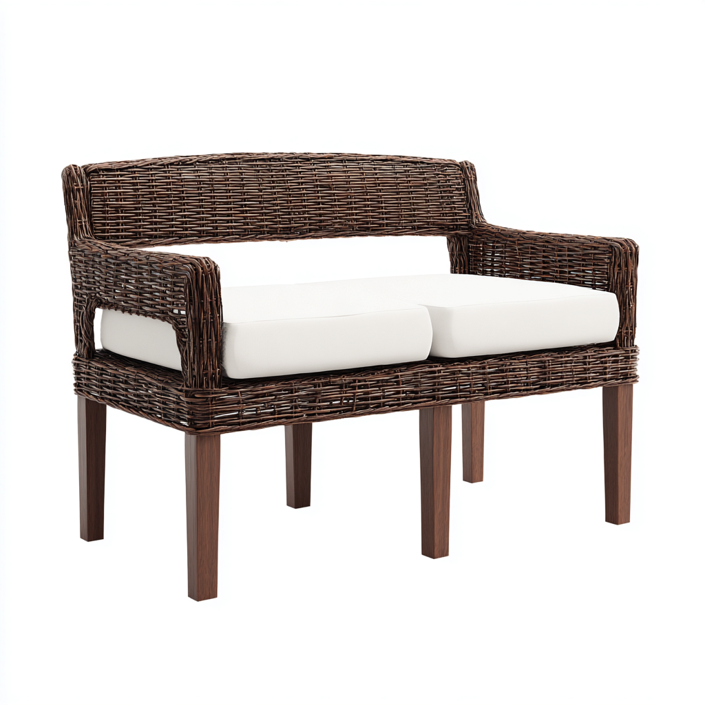 Banc de jardin en résine tressée 140x60x85 cm - marron - style naturel pour extérieur-Taraacorner