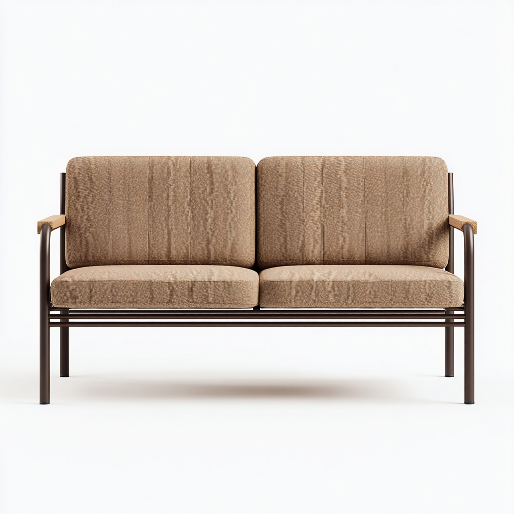 Canapé de jardin métal tissu 140x80x75 cm - Beige-Brun - Design extérieur minimaliste-Taraacorner