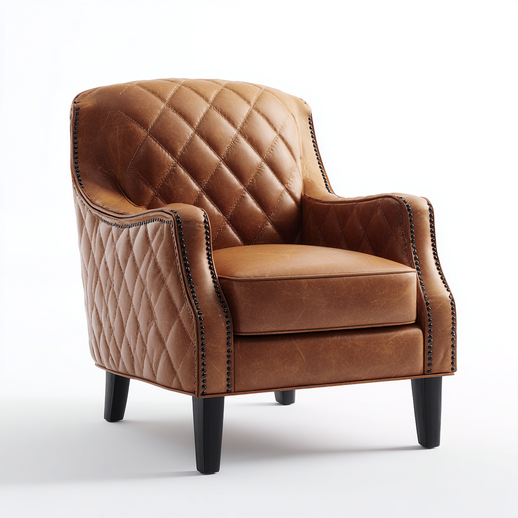 Fauteuil cuir 78x82x86 cm - marron - adapté au salon - design contemporain-Taraacorner