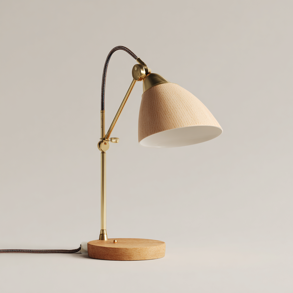 Lampe de table bois et métal 22x22x45 cm - bois-or-blanc - style scandinave pour intérieur-Taraacorner