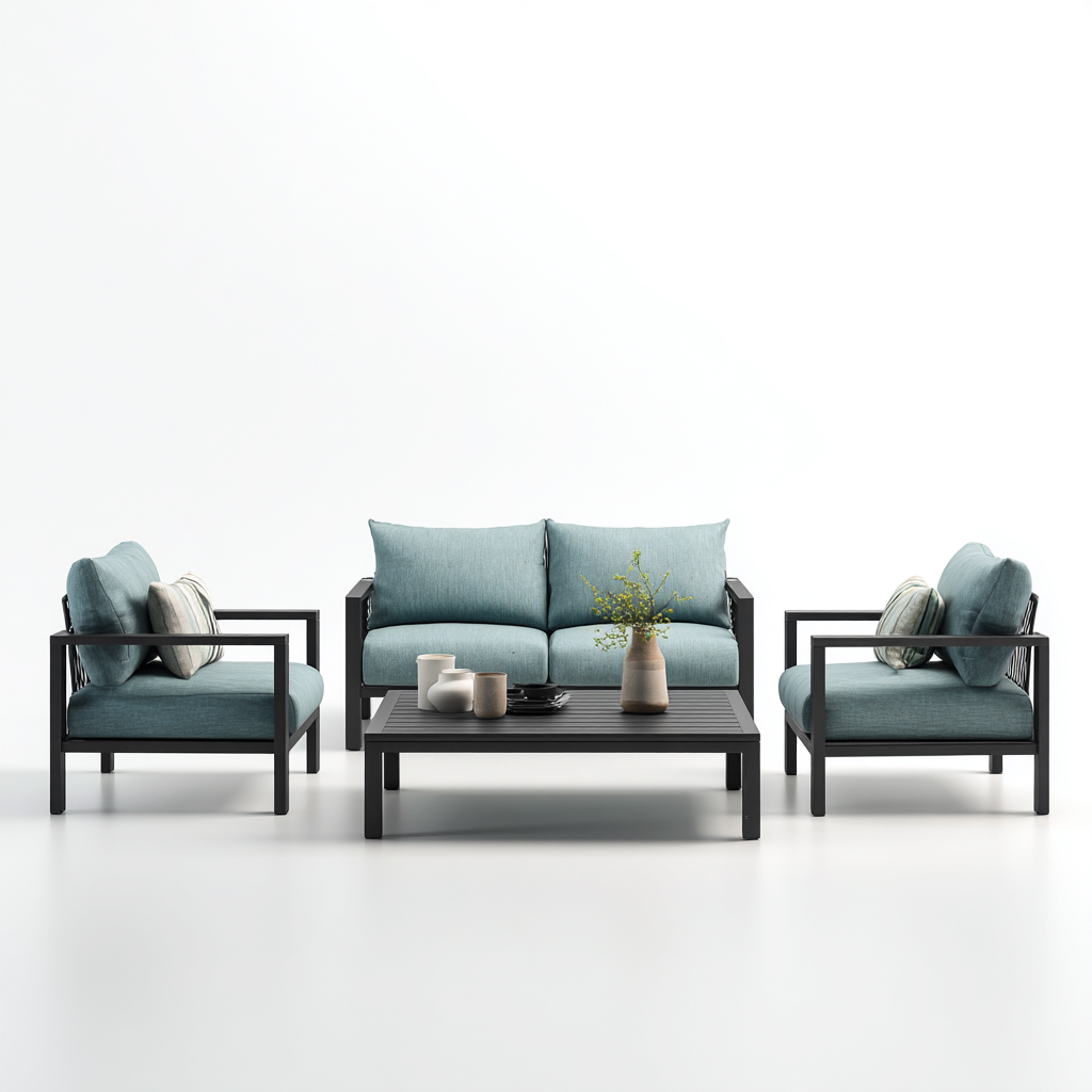 Canapé de jardin ensemble aluminium tissu 200x80x75 cm - Bleu-Graphite - Design extérieur moderne-Taraacorner