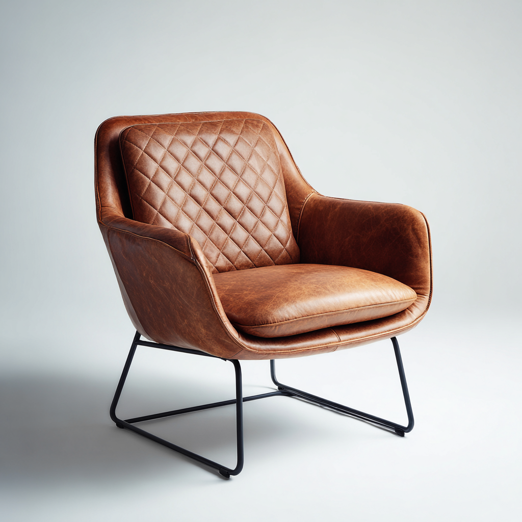 Fauteuil cuir 80x82x88 cm - marron - adapté au salon - design contemporain-Taraacorner