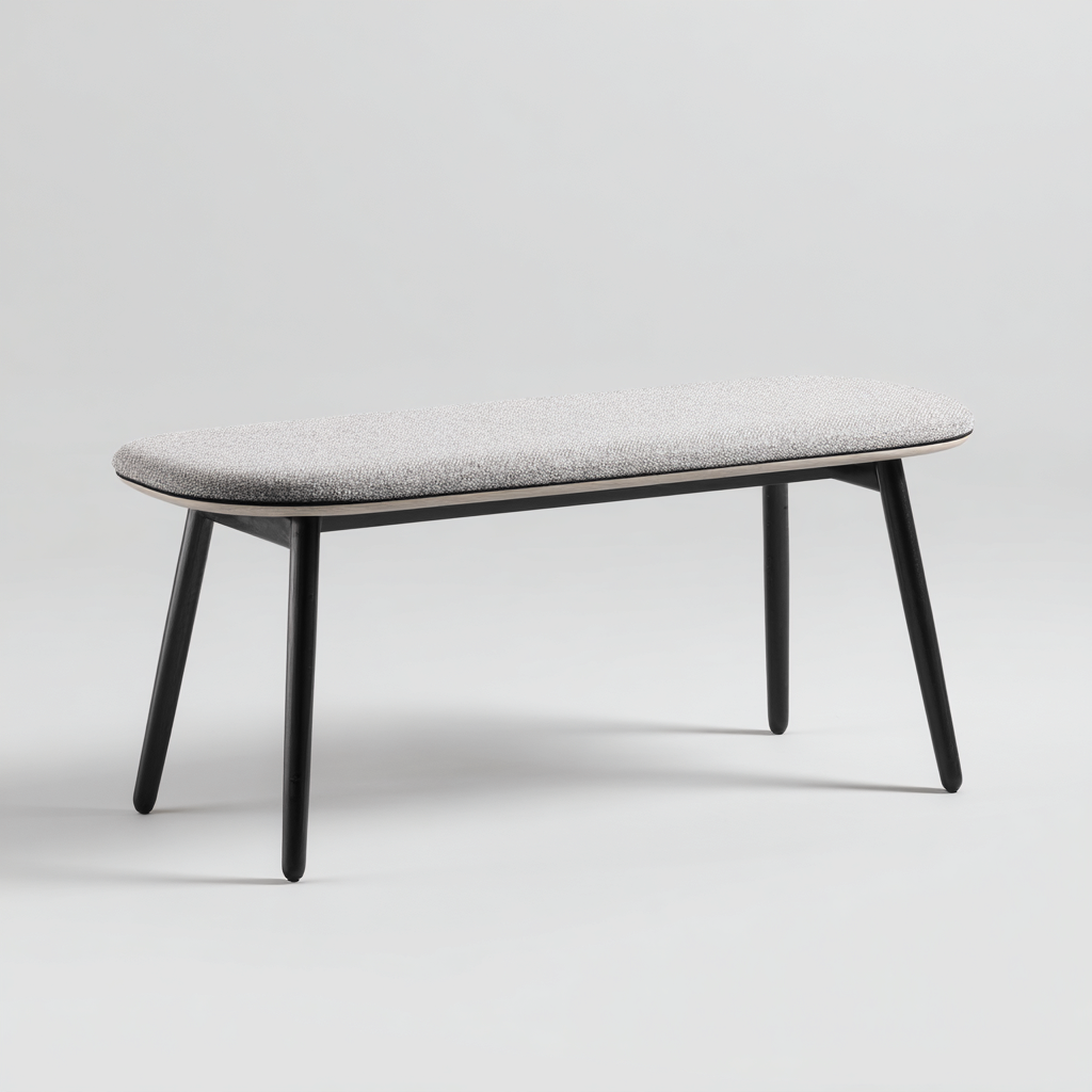 Banc de lit tissu bois 120x40x45 cm - Gris clair - Design minimaliste moderne-Taraacorner