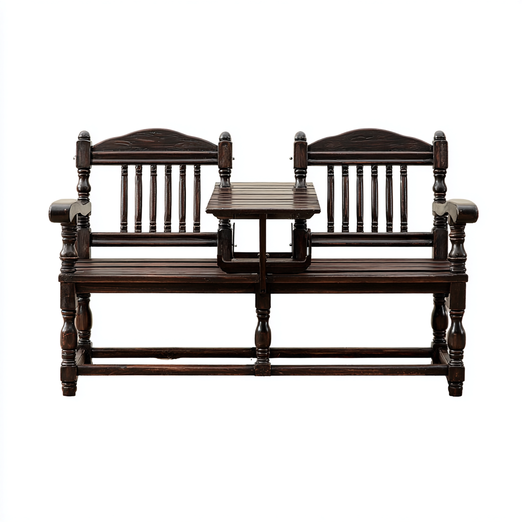 Banc de jardin en bois avec table centrale 160x60x95 cm - marron - style classique pour extérieur-Taraacorner