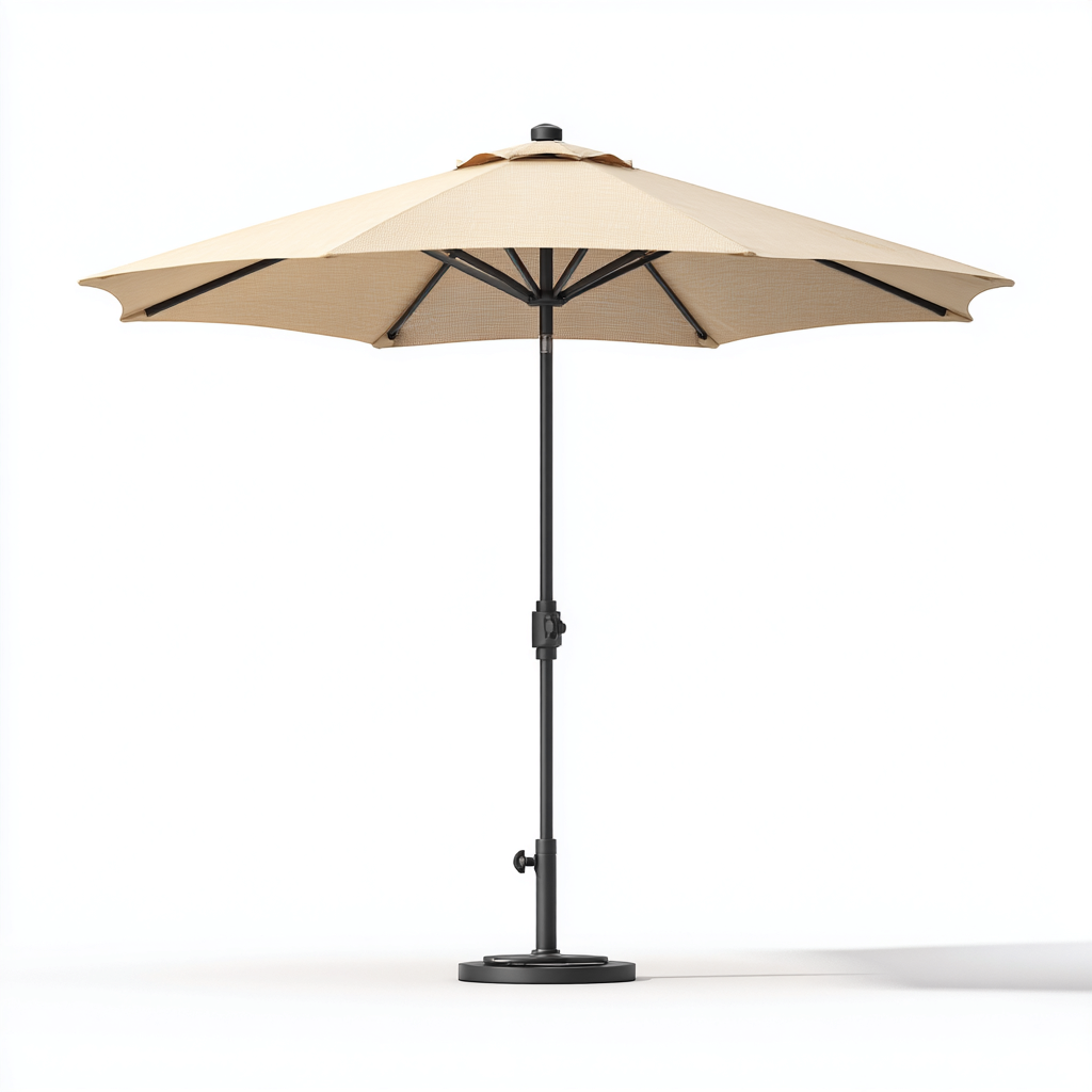 Parasol de jardin droit rond 270x270x255 cm - toile polyester beige - structure en métal - adapté à l'extérieur-Taraacorner