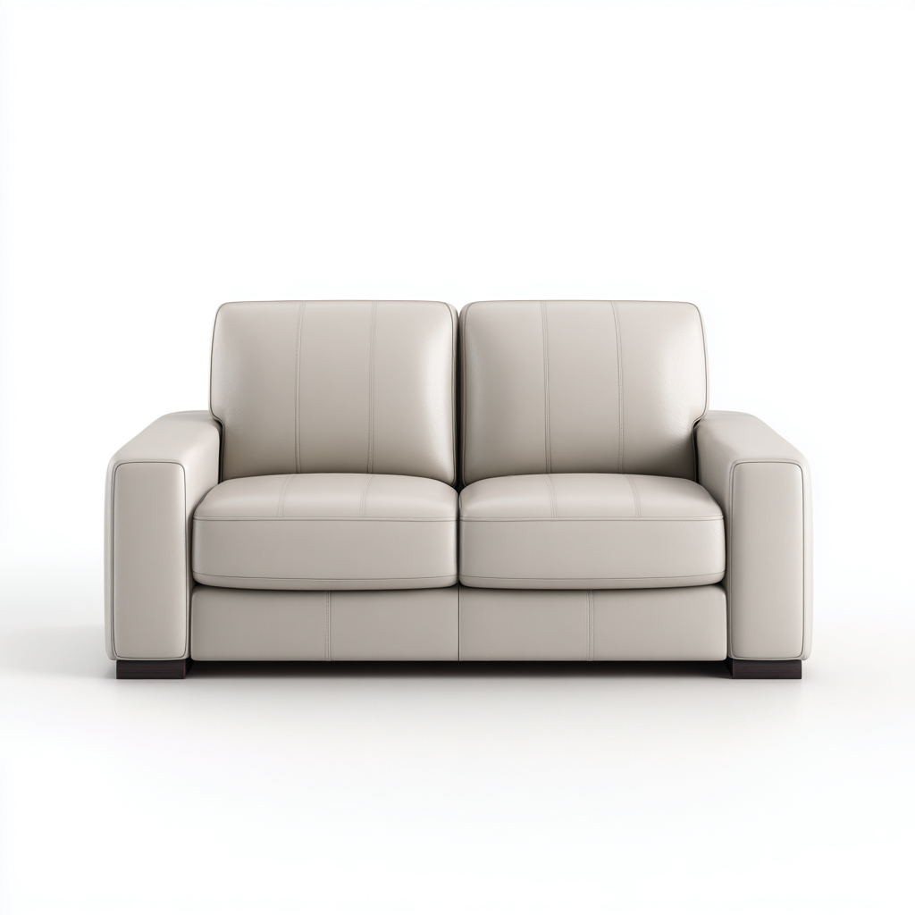 Canapé droit 2 places cuir 180x92x88 cm - gris - adapté au salon - design contemporain-Taraacorner