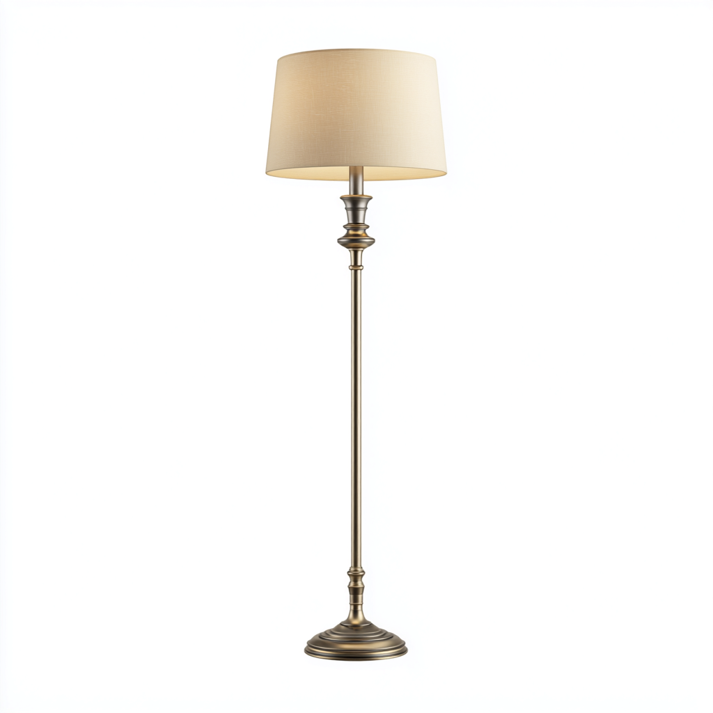 Lampadaire métal tissu 40x40x165 cm Beige Style classique-Taraacorner