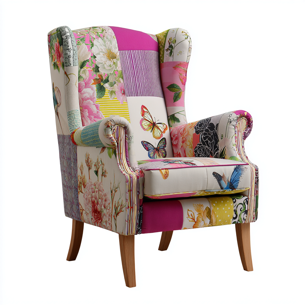 Fauteuil tissu patchwork 78x82x104 cm - multicolore - adapté au salon - style décoratif-Taraacorner
