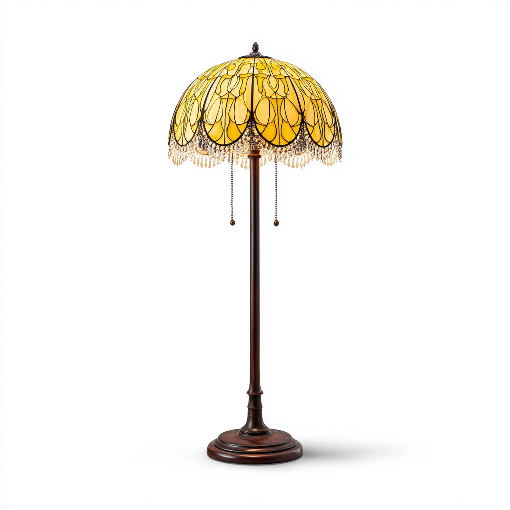 Lampadaire Verre métal 40x40x165 cm Jaune Style vintage-Taraacorner