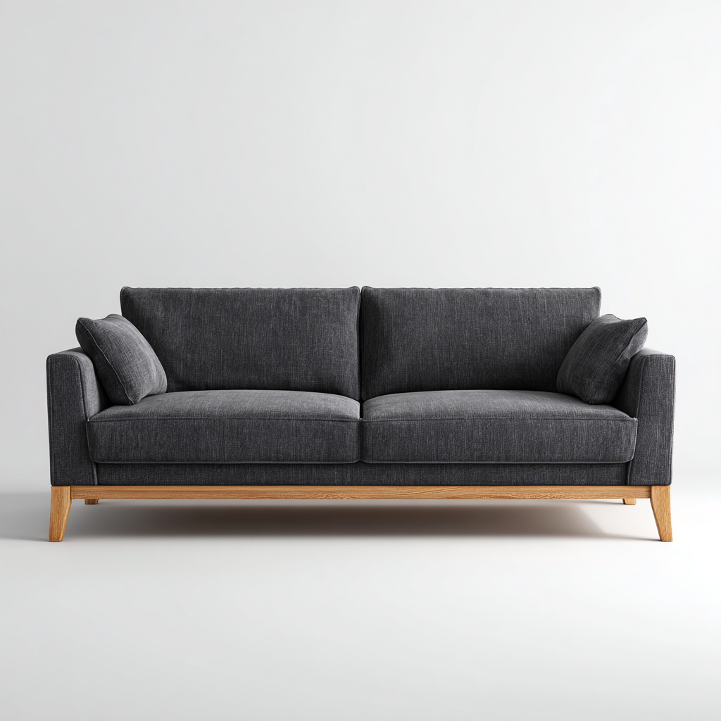 Canapé droit 2 places tissu 195x92x87 cm - gris - adapté au salon - design contemporain-Taraacorner