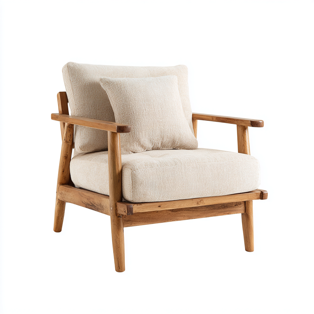 Fauteuil tissu 82x79x85 cm - beige - adapté au salon - design contemporain-Taraacorner
