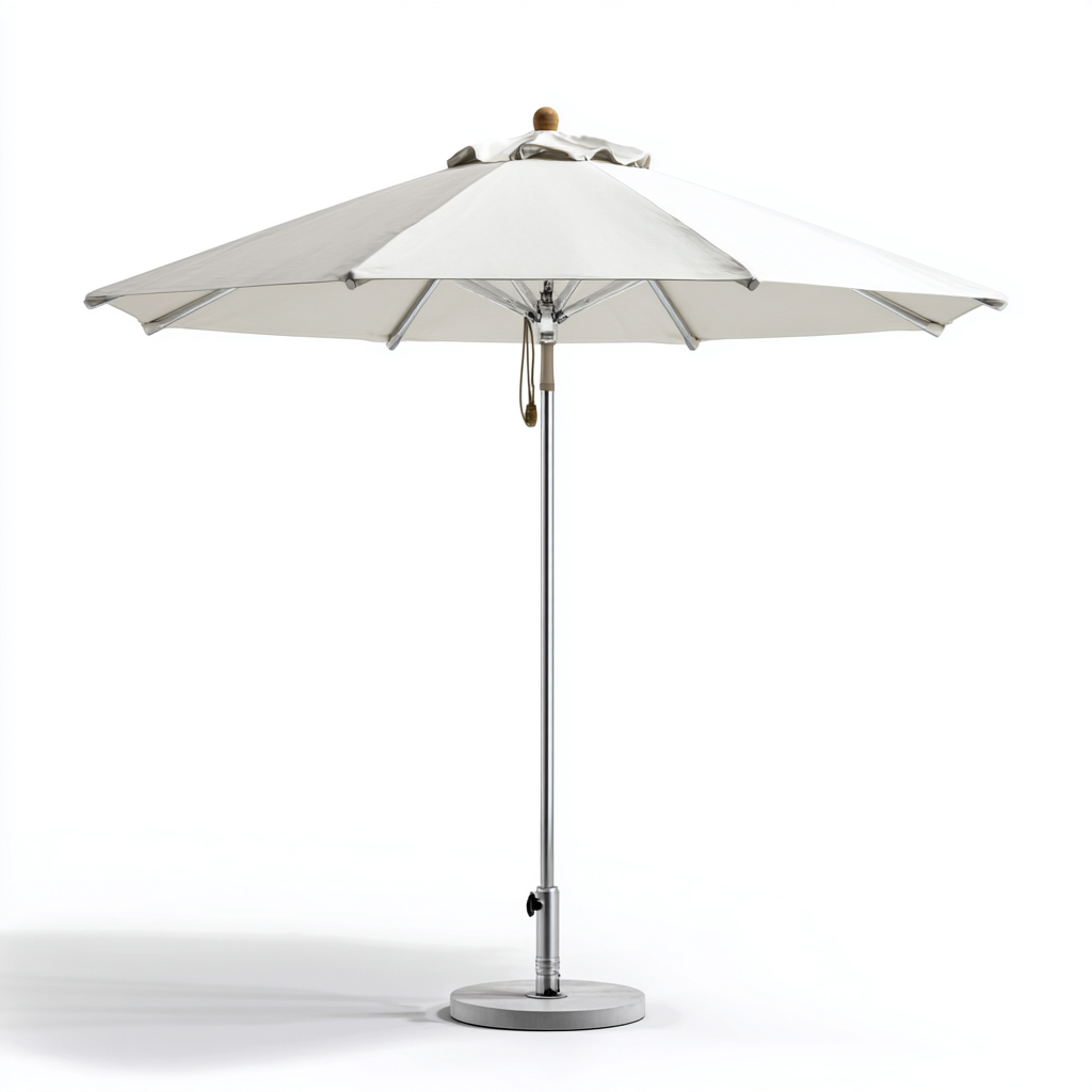 Parasol de jardin rond 250x250x240 cm - toile polyester blanche - mât central en métal - adapté à l'extérieur-Taraacorner