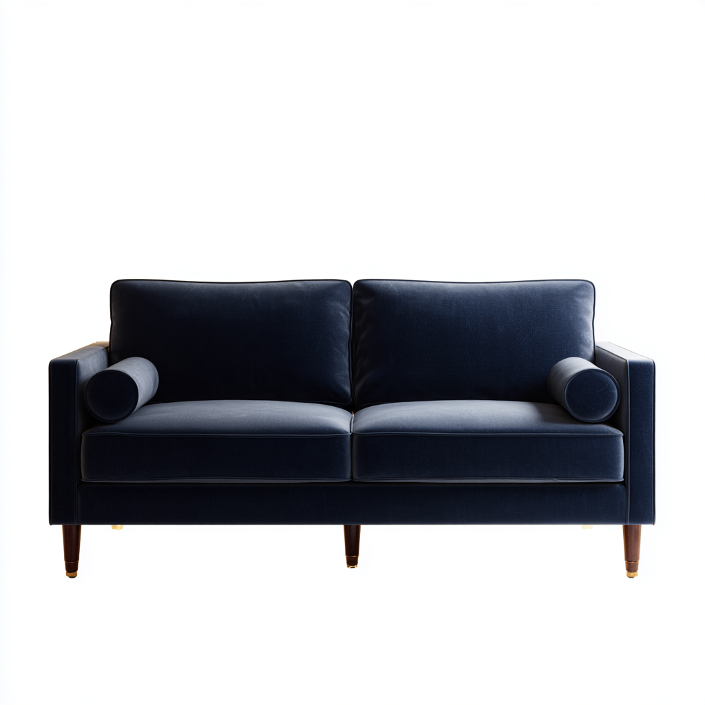 Canapé 3 places en velours 210x90x82 cm - bleu foncé - pour salon - design moderne élégant-Ratilyinterior