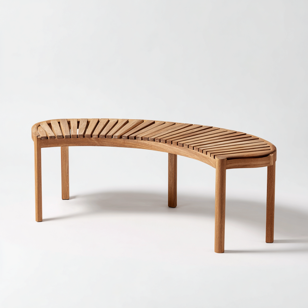 Banc de jardin en bois courbé 160x45x45 cm - bois naturel - usage extérieur - design organique-Ratilyinterior